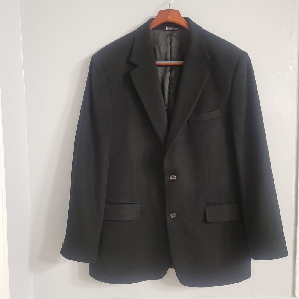 J.Crew Size 42R  Wool Cashmere Mens  Black Blazer Stylish Business Professional